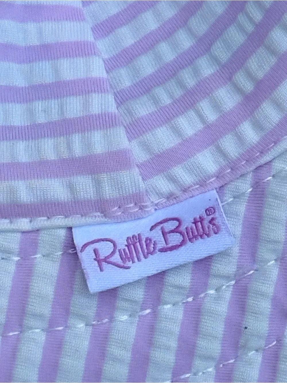 Ruffle Butts pink White Striped Wide Brim floppy Sun Hat